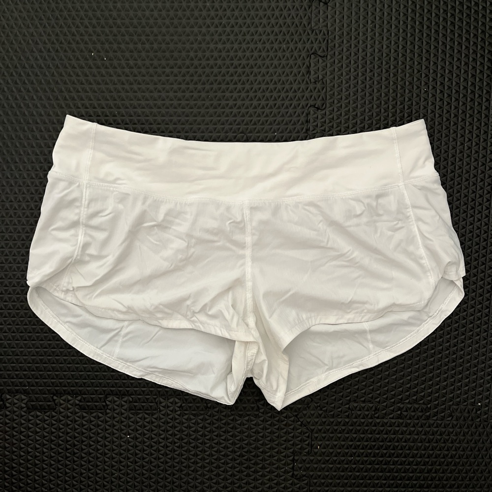 White Lululemon Speed Up Shorts